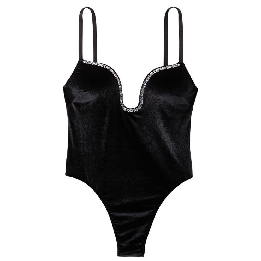 $120 Victoria’s Secret Very Sexy Velvet U-wire Teddy Embellished Lingerie Xs